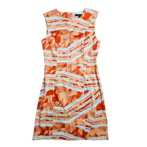 French Connection Sunrise Casablanca Sheath Dress 4 Abstract Geometric Cotton‎ - Picture 5 of 8